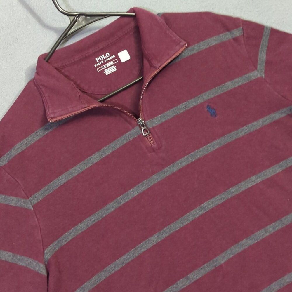 Polo Ralph Lauren Sweater Men's L Burgundy 1/4 Zip Pullover Preppy Pony